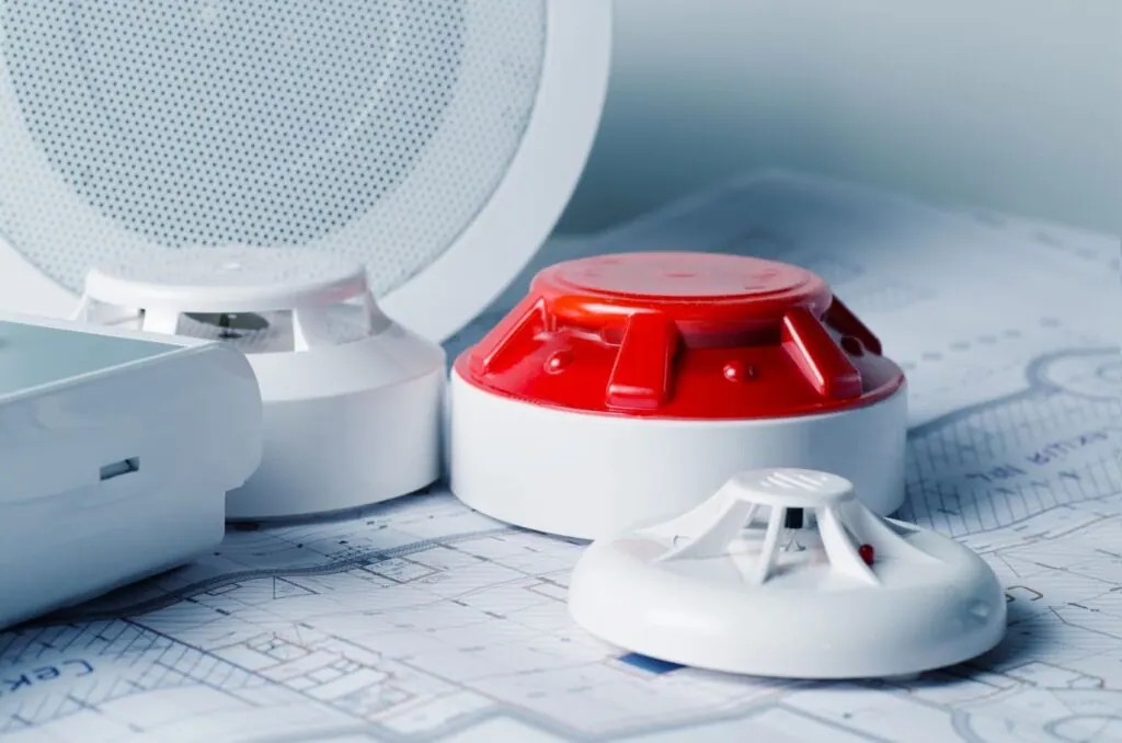 Technical blueprint and fire detection equipment